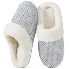 ULTRAIDEAS Women's Warm Winter House Shoes Slippers Memory 7-8, Cloud Grey