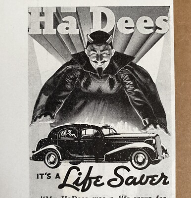 1936 HaDees Car Heater Print Ad Devil Life Saver Rockford Illinois