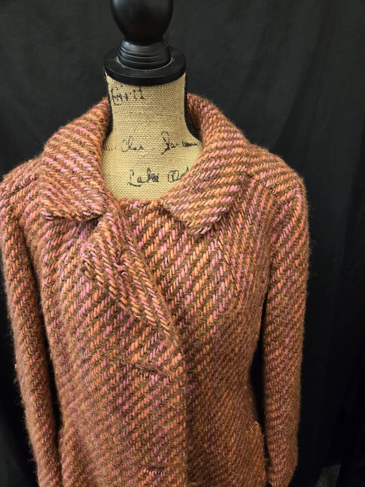 Amazing Vintage Orange/Brown Peacoat, Satin Lining incl. Handmade Buttons Size L - Image 2 of 4