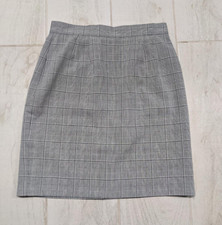 Vintage Joan Walters Petites Gray Pencil Skirt Grid Plaid Size M Medium USA Made