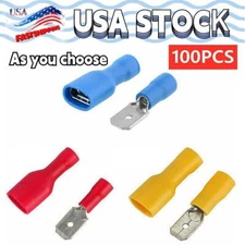 100PCS Insulated Spade Male Female Crimp Terminals Electrical Wire Connectors