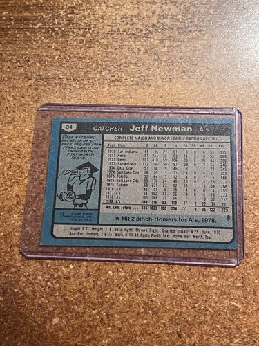 1980 Topps Baseball # 34 Jeff Newman - Picture 4 of 6