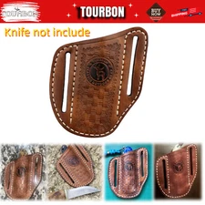 TOURBON Leather Pocket  Knife Sheath EDC Folding Blade Knives Belt Carry Pouch