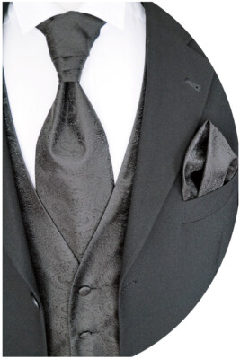 Fascia E Fazzoletto Taschino Set Cravatta Papillon - 3 Pezzi Nero - Foto 7