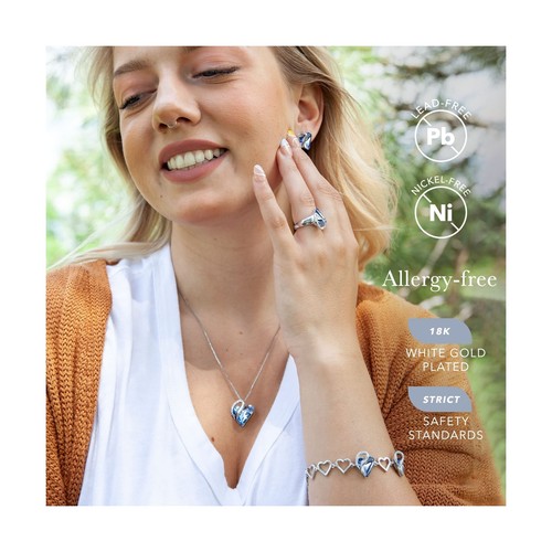 Leafael Infinity Love Heart Necklace, Stud Earrings, Bracelet, and Ring Set, ... - Picture 4 of 7