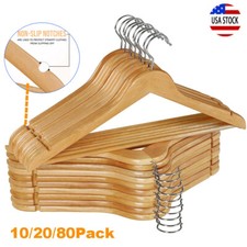 Wooden Hangers Pack of 20  80 Suit Hanger Premium Natural Finish Home Anti-Slip