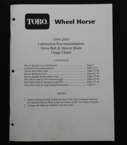 1956-2005 Toro Wheel Horse Rasenmäher & Traktor Antriebsriemen Mähwerk KATALOG