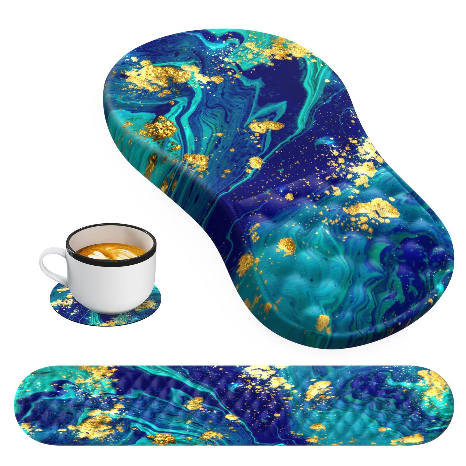 Ergonomic Mouse Pad with Wrist Rest and Keyboard Pad Set for Comfortable Typing-image