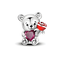 Charm AnhäNger FüR Armband Teddy BäR Silber Zirkonia Geschenkidee