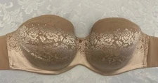 Soma Intimates Bra 42D Stunning Support Strapless  Beige Floral Bride Party