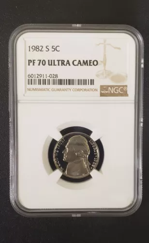 1982-S JEFFERSON NICKEL  PF 70 ULTRA CAMEO 5c - FLAWLESS w/NGC Value of $800!!