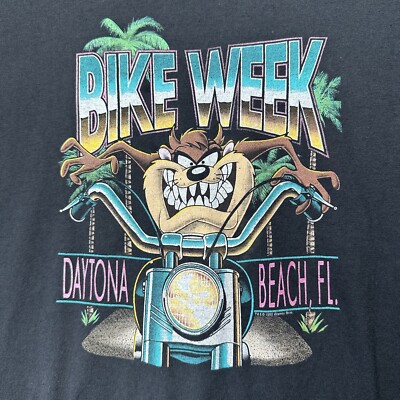 90s Harley-Davidson × Looney Tunes Vintage 90s Harley Davidson Taz T Shirt Daytona Bike Week Looney