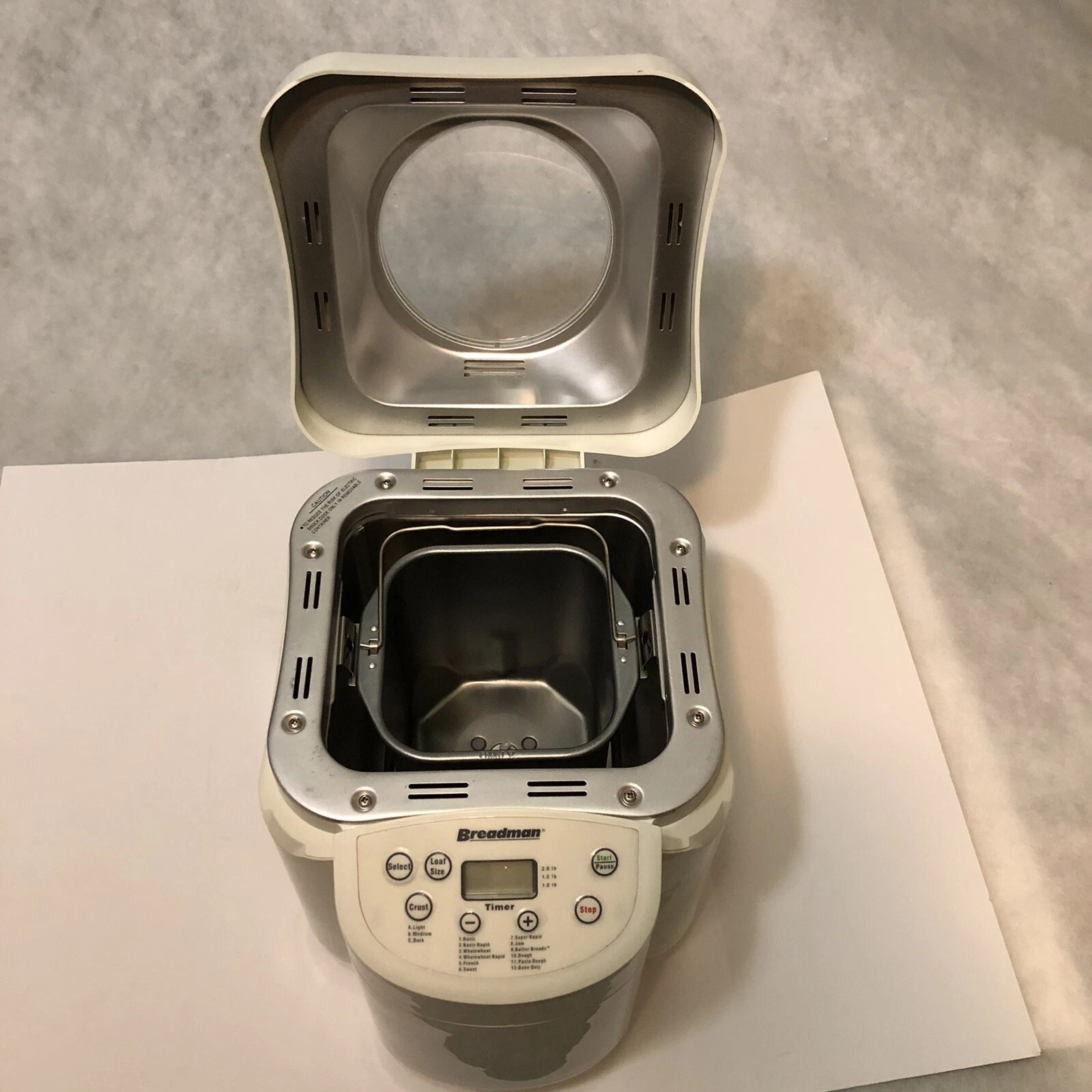 Breadman TR555LC Bread Maker 120V Tabletop Household Bread Maker White