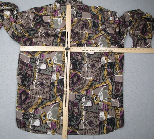 Vintage Pure Shirt Mens Extra Large Purple Silk Button Up 80s Retro 90s Art - Picture 4 of 7