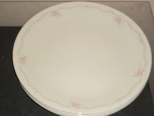 Lot 8 Corelle ENGLISH BREAKFAST 101/2''Dinner PLATE Sand Pink Roses Blue Ribbon