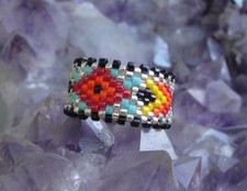 Beaded Peyote Stitch Ring, handcrafted size 8.5