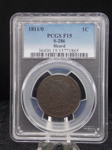 UNITED STATES 1811/0 CLASSIC HEAD LARGE CENT S-286 HEARD SLABBED PCGS F 15