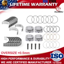 +0.5MM Main & Connecting Rod Bearing Kit / Piston & Ring For Hyundai Kia 1.6L L4