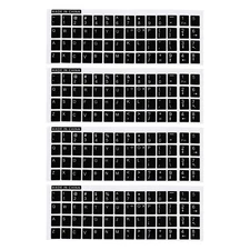 English Keyboard Stickers Cover Smooth, Black Background White Lettering 4pcs
