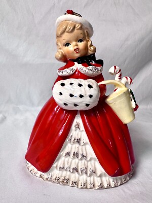 Vintage Napco Christmas Lady W/Muff Planter 1956 CX2266C | eBay