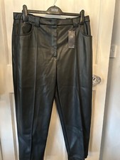 MARKS & SPENCER STRAIGHT BLACK FAUX LEATHER TROUSERS 18 regular  Bnwt 