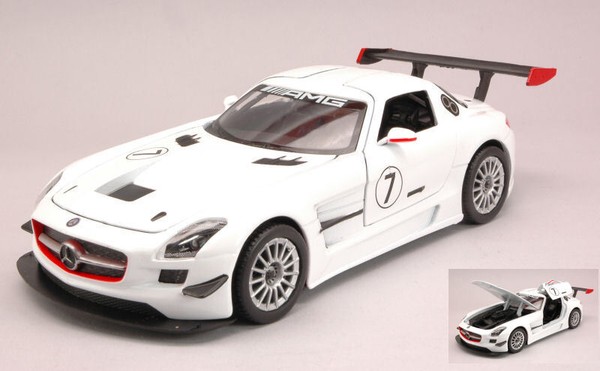 Motormax 1/24 Mercedes Sls Amg GT3 Weiss Modellbau Statisches Modell Diecast-image