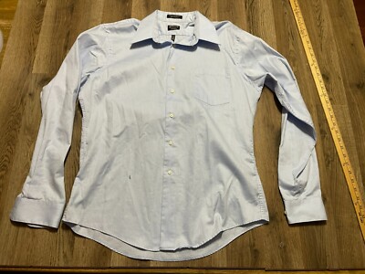 Arrow Shirt, Mens Size 16.5, Large, Blue, Striped, Button Up Long Sleeve, Fitted