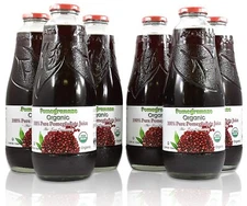 100% Pomegranate Juice - USDA Organic Certified - Glass Bottle 6 Pack