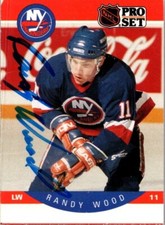 1990 -Randy Wood- Pro Set Autograph/Signed/Auto Hockey Card #194 Islanders