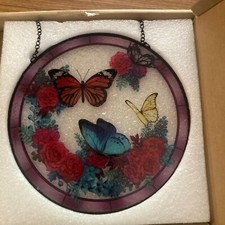 SUNCATCHER-Colorful Butterfly Stained Glass Hanging, Vivid Decor