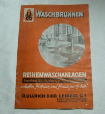 Alter Katalog Waschbrunnen Sanitär Waschbecken Uco O.Ullrich &. Co. Leipzig 1940