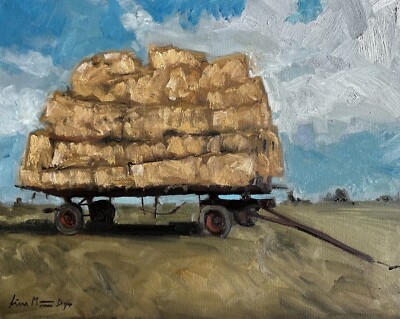 Original Farm Painting Hay Stack Impressionist Van Gogh Style Signed Liam
