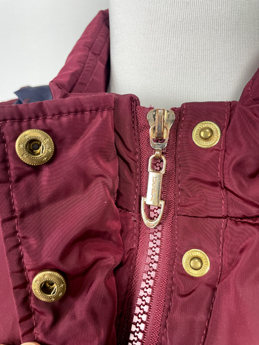 U.S. Polo ASSN Burgundy Long Puffer Zip Button Hooded Women's Coat Jacket Sz 38 - Picture 7 of 21