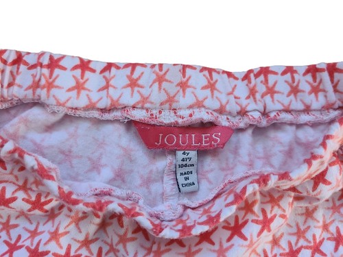 Joules Girls White and Red Sky Star Fish Geo Frilled Top and Shorts Size 4 - Picture 10 of 12