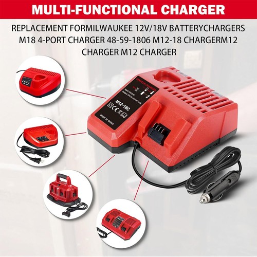 12V 18V Car Charger Cigarette Lighter For Milwaukee M12 M18 48-11-1850 Battery - Picture 4 of 10