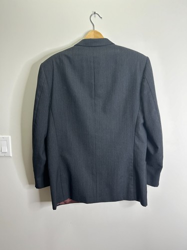 Blazer Henley 41R de Colección Gris Carbón 100% Lana Doble Pecho Unión Hecho en Canadá - Imagen 2 de 7