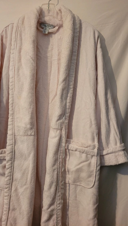 Nautica Talla S/M P/M Bata Rosa con Cinturón Logo Parche Bolsillos Excelente Estado A++ Foto 3 de 4
