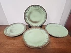 VINTAGE FRANKOMA POTTERY MAYAN AZTEC PRAIRIE GREEN DINNER PLATE SET OF FIVE