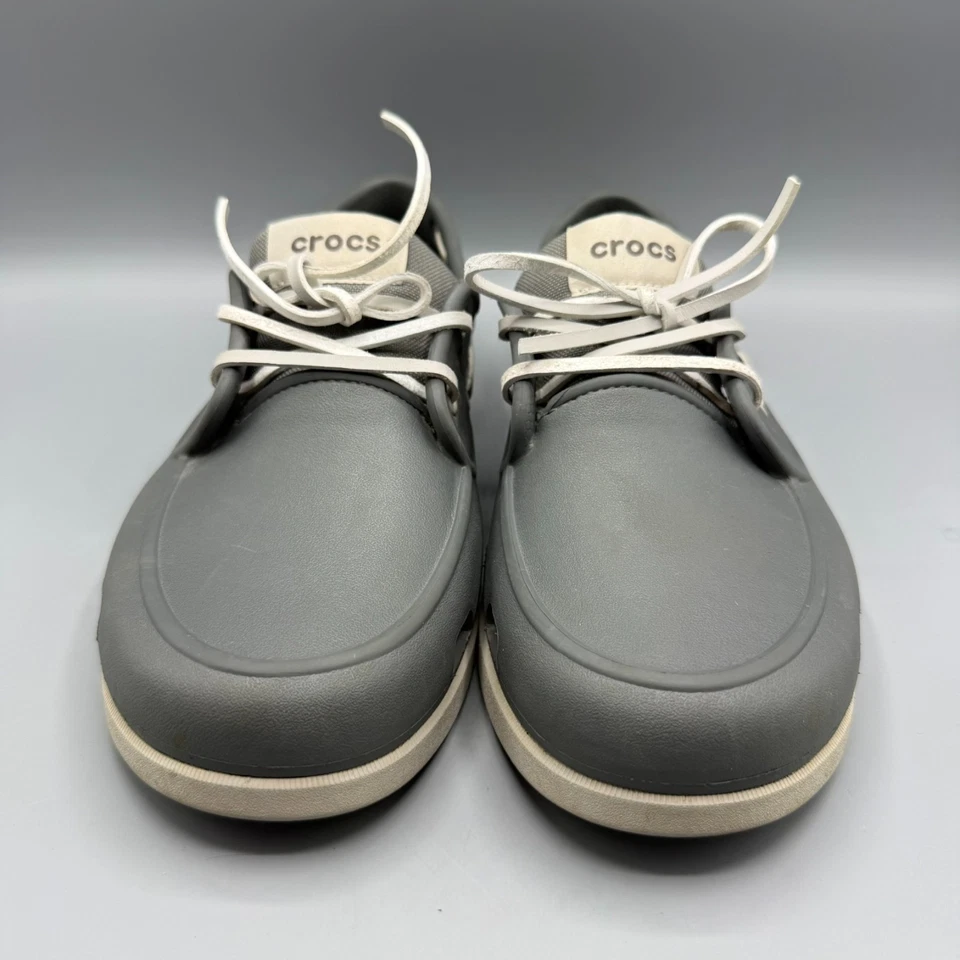 Zapatos de barco clásicos Crocs para hombre doble comodidad sin cordones gris talla 10 Foto 3 de 4