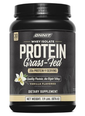 Whey Protein Isolate Powder Vanilla Flavor 30.7oz 30 Servings ONNIT Grass Muscle