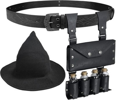 Hexenhut Gürteltasche Trank Fläschchen Set Mittelalter Alchemie Cosplay Ren Faire 3-teilig