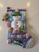 Bucilla Completed 18  Snowman  s Candy Confections Stocking