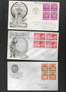 US FDC FIRST DAY COVERS  1940 'S  BLOCKS  COLLECTION  LOT OF 21 ADDRESSED