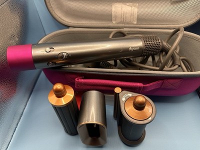 Dyson Airwrap HS01 Multi-Styler Nickel Fuchsia w/Case 3 Attachments Tested