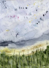 Original Watercolor Painting, Abstract landscape by Vasil Vasilev