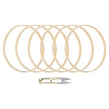 6 Inch Bamboo Macrame Hoop, 6Pcs Wood Floral Hoop Craft Rings with 1 Scissor ...