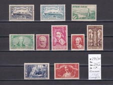 France, très belle année 1935 n° 299/308 complète, neuf* avec trace cote 294,00€