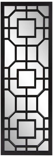 Howard Elliot Aldrich 46 1/2" High Matte Black Wood Wall Mirror - Picture 1 of 5