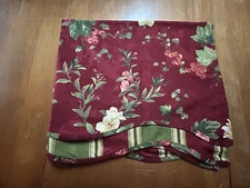 WAVERLY Chianti Valance Red Floral Double Scallop 74X 16  Cottage
