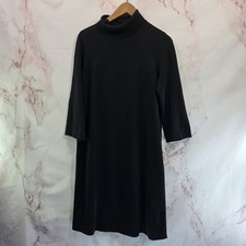 J Jill Dress Women Small Tall Black Sweater Turtleneck Cowl Quarter Sleeve